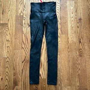 SPANX black faux leather leggings - small